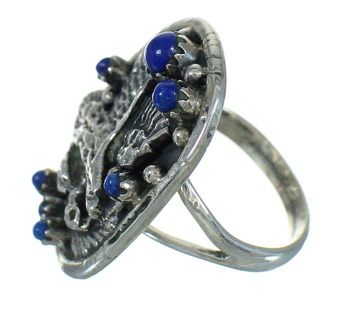 Lapis Genuine Sterling Silver Southwestern Eagle Ring Size 8-1/4 YX81581